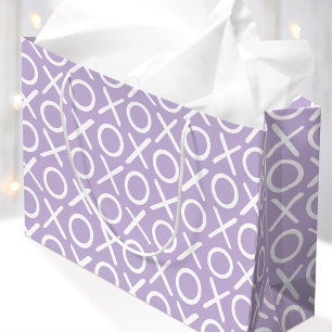 XOXO Hugs & Kisses Purple Valentine's Brush Script Large Gift Bag