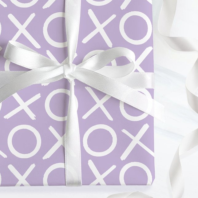 XOXO Hugs & Kisses Purple Valentine's Brush Script Wrapping Paper (Creator Uploaded)