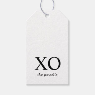 XOXO Hugs & Kisses Simple Black & White Gift Tags
