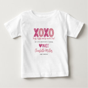 XOXO Hugs & Kisses Valentine's Day 1st Birthday Baby T-Shirt