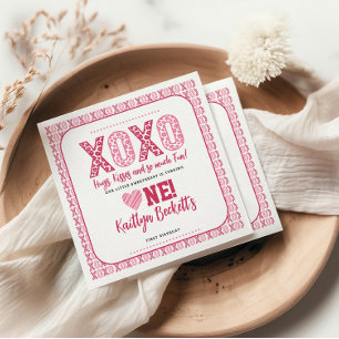 XOXO Hugs & Kisses Valentine's Day 1st Birthday Napkin
