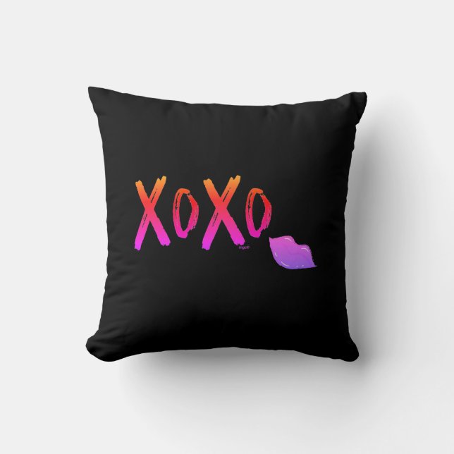 XoXo-Hugs-Kisses-with-Red-Lips Fun Cool T-Shirt Cushion (Front)