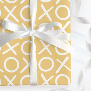 XOXO Hugs & Kisses Yellow Valentine's Brush Script Wrapping Paper