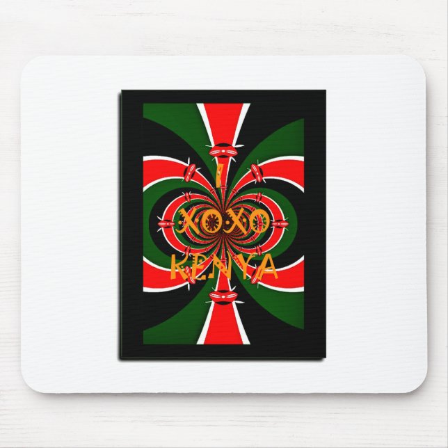 XOXO I Love Kenya Black Red Green National Flag Co Mouse Pad (Front)