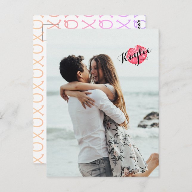 XOXO Kiss Add Your Photo Personalised Postcard (Front/Back)