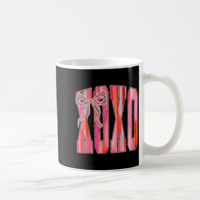 Xoxo Leopard Bow Funny Valentine's Day Coquette Nk Coffee Mug (Right)