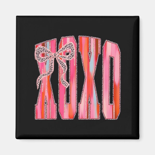Xoxo Leopard Bow Funny Valentine's Day Coquette Nk Magnet (Front)