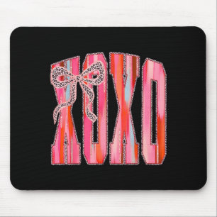 Xoxo Leopard Bow Funny Valentines Day Coquette Pin Mouse Pad