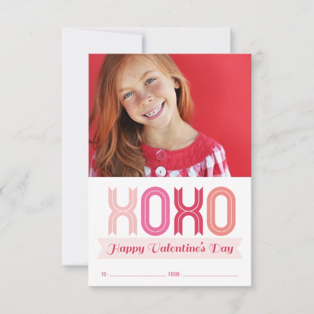 XOXO Love Classroom Valentine's Day Photo Cards (Front)