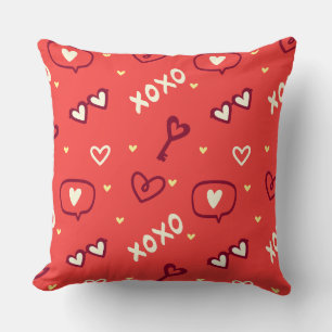 XOXO Love Doodle Valentine’s Throw Pillow