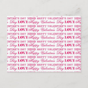 XOXO Love Happy Valentine's Day Pink Red Gifts Holiday Postcard