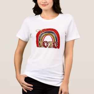 XOXO Love Romantic Red Rainbow Valentine's Day Tri-Blend Shirt