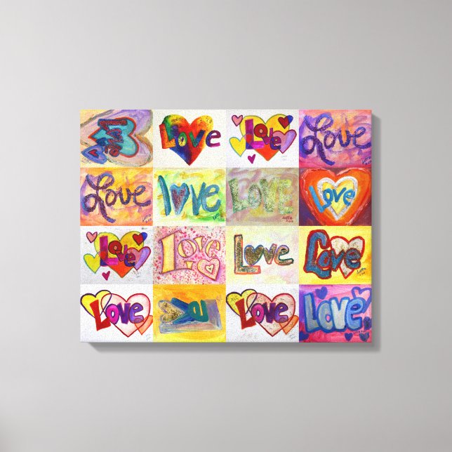 XOXO Love Word Artwork Canvas Painting (Pink) Print (Front)