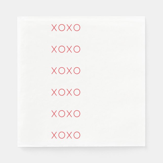 XOXO Love You Valentine Hot Pink Hugs Kisses Napkin (Front)