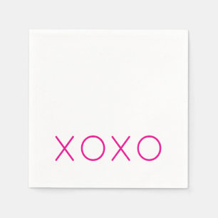 XOXO Love You Valentine Hot Pink Hugs Kisses Napkin