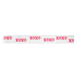 XOXO Lovely Typography Pattern Satin Ribbon