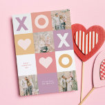 XOXO Modern 4 Photo Valentine's Day Holiday Card<br><div class="desc">A modern chequerboard photo Valentine's Day card with space for 4 photos. There is also space to say "Happy Valentine's Day" and a space to enter your family name. This design comes in soft pastel colours such as pink,  peach,  yellow,  and lavender.</div>