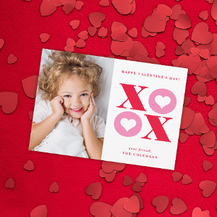 XOXO modern portrait photo valentines day card