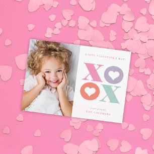 XOXO modern portrait photo valentines day card