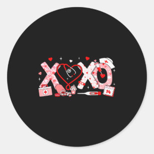 Xoxo Nurse Valentines Day Stethoscope Valentine Nu Classic Round Sticker