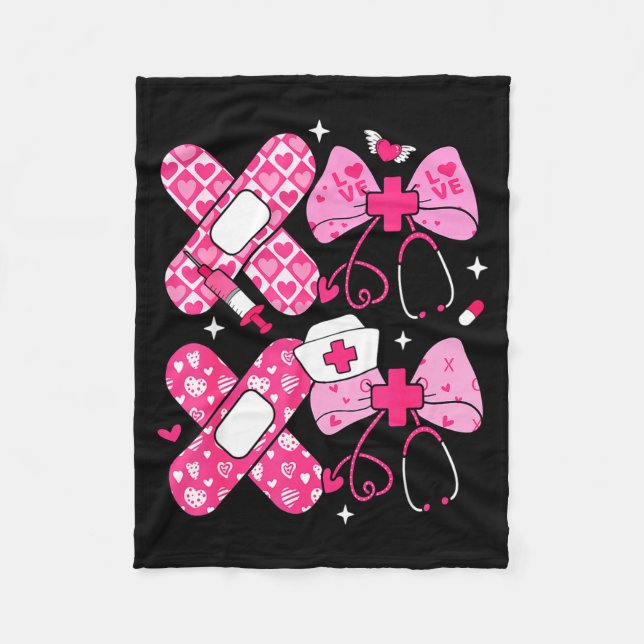 Xoxo Nurse Valentines Day Stethoscope Valentine Nu Fleece Blanket (Front)
