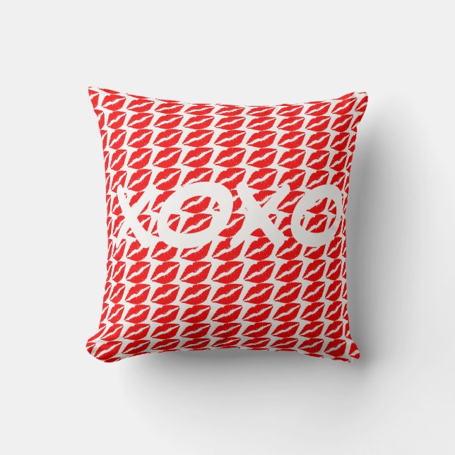 XOXO on the Lips Square Pillow (Front)