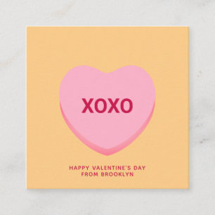 XOXO orange conversation heart Valentine's card