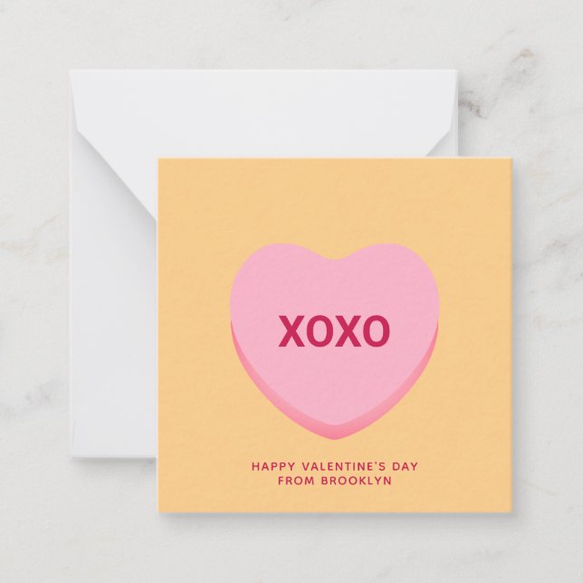 XOXO orange conversation heart Valentine's Day Card (Front)