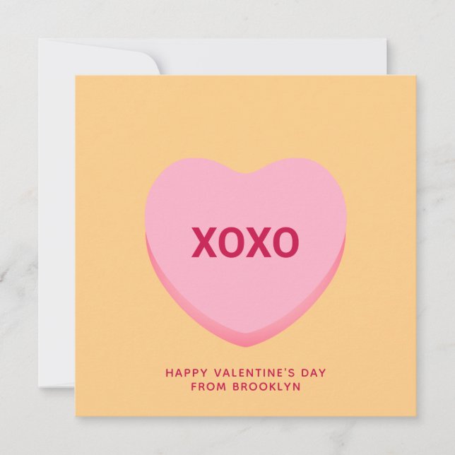 XOXO orange conversation heart Valentine's Day Card (Front)