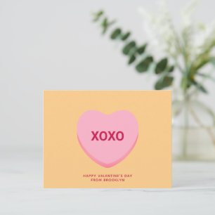 XOXO orange conversation heart Valentine's Day Postcard