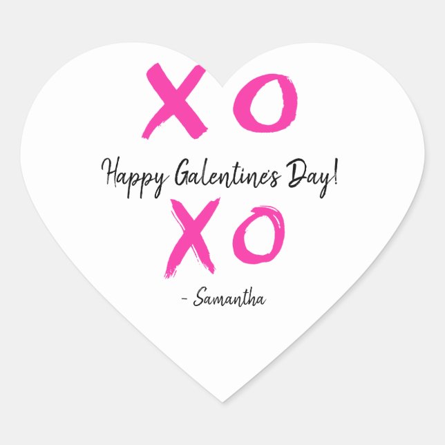 XOXO Personalised Happy Galentine's Day Heart Sticker (Front)