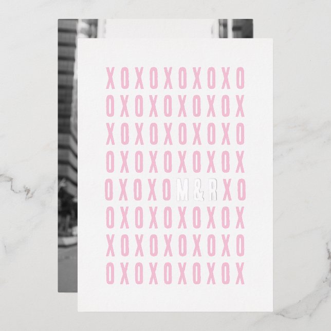 XOXO Photo With Silver Foil Couples Initials (Front/Back)