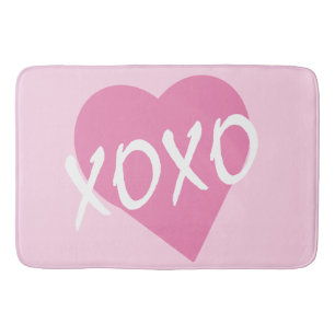 XOXO Pink Heart Hugs Kisses Pink Bath Mat