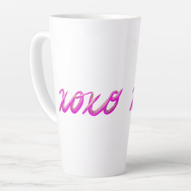 xoxo pink latte mug (Left Angle)