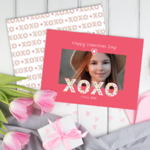 XOXO Pink Photo Classroom Valentine’s Card