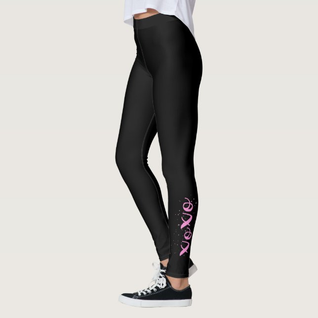 xoxo Pink Text Cool Unique Black Leggings (Left)