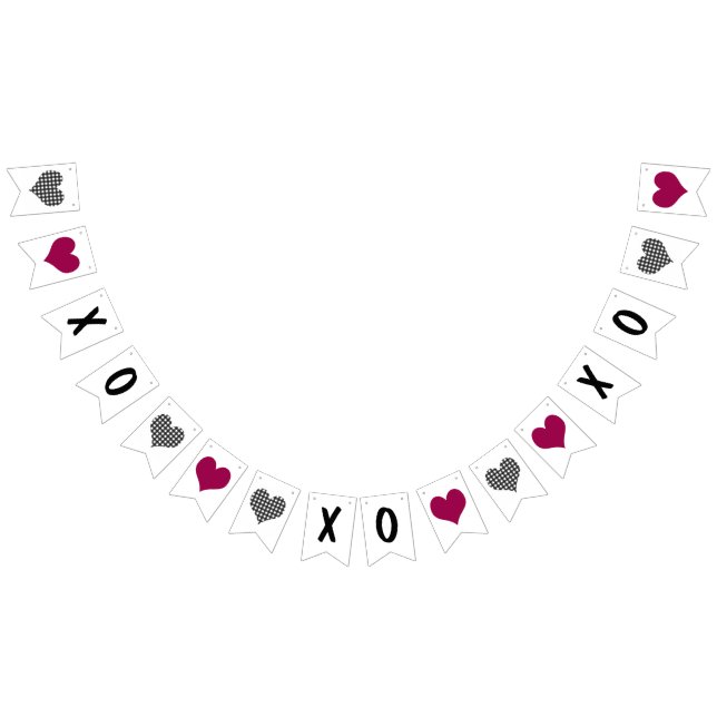 xoxo plaid check & red heart valentine decor bunting  (All)