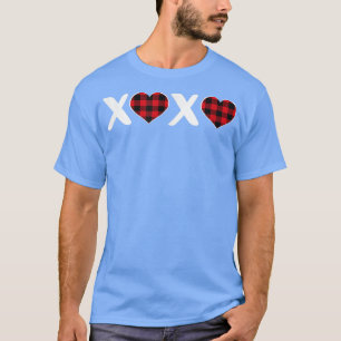 XOXO Plaid Heart Print Graphic Womens Valentine's  T-Shirt