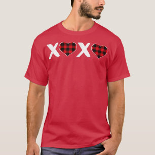 XOXO Plaid Heart Print Graphic Womens Valentine's  T-Shirt