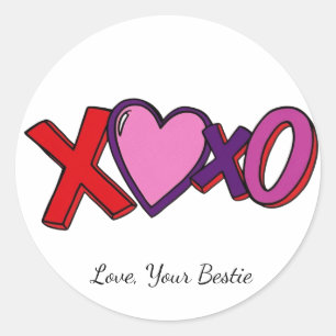 XOXO Print sticker,Valentines Day  Classic Round Sticker