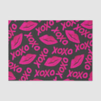 XOXO Quote Black Neon Pink Lips Lipstick Pattern