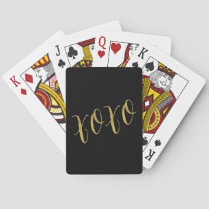 XOXO Quote Faux Gold Foil Glitter Background Playing Cards