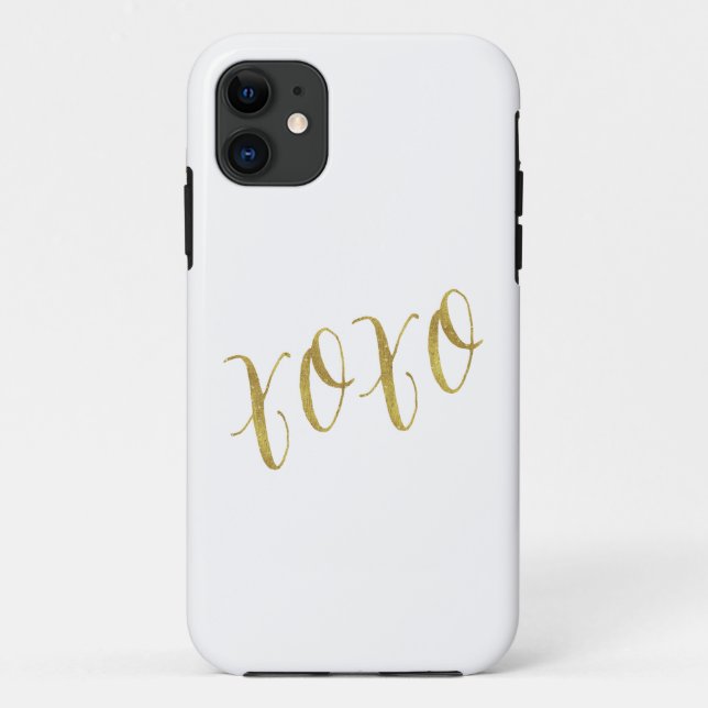 XOXO Quote Faux Gold Glitter Background Template Case-Mate iPhone Case (Back)