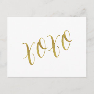 XOXO Quote Faux Gold Glitter Background Template Postcard