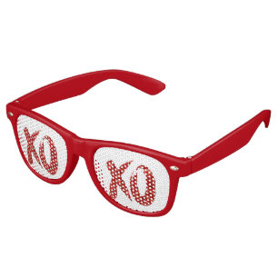 XOXO Red Glitter Glam Brushstroke Hug and Kisses Retro Sunglasses
