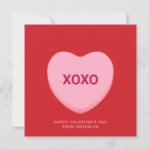 XOXO red pink conversation heart Valentine's card