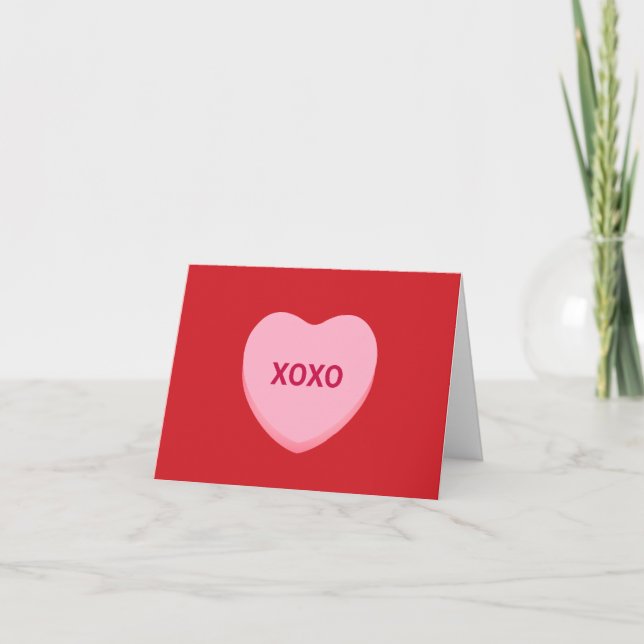 XOXO red pink conversation heart Valentine's Day Card (Front)