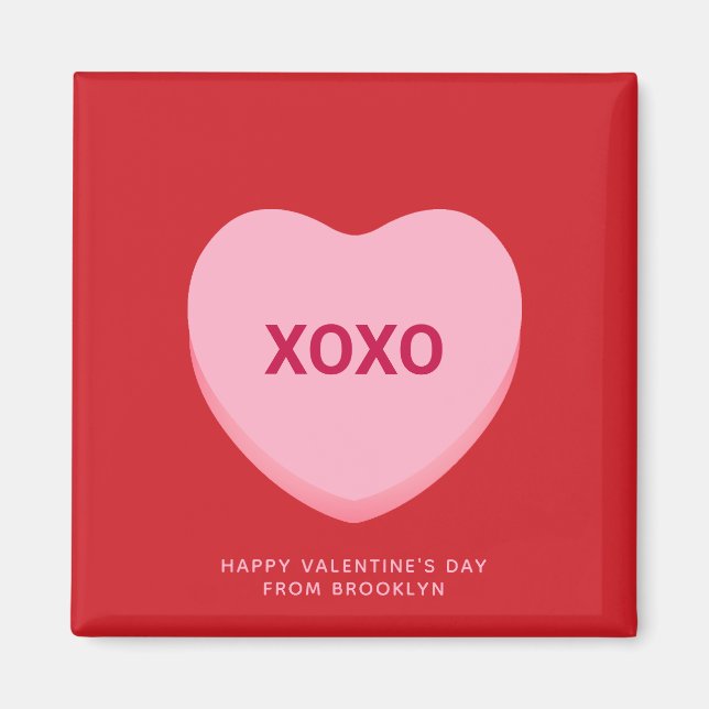 XOXO red pink conversation heart Valentine's Day Magnet (Front)
