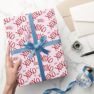 XOXO red pink Valentines Day Love Wrapping Paper