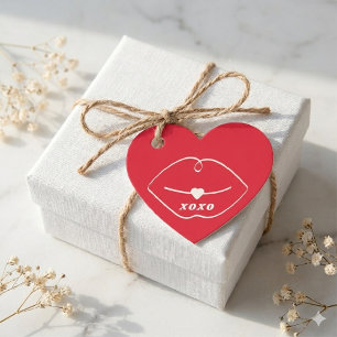 XOXO Retro Lips Red Heart Valentine Favour Tags
